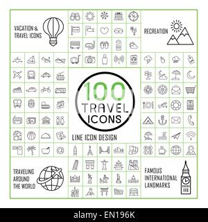 lovely 100 travel icons set over white background Stock Vector