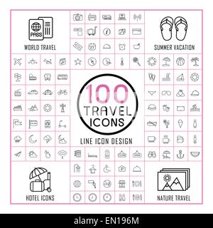 lovely 100 travel icons set over white background Stock Vector