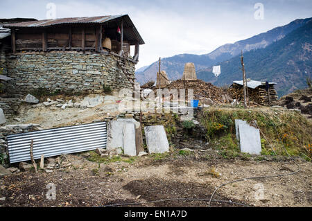 Farm in the Annapurna Conservation Area, Himalayas, Nepal Stock Photo