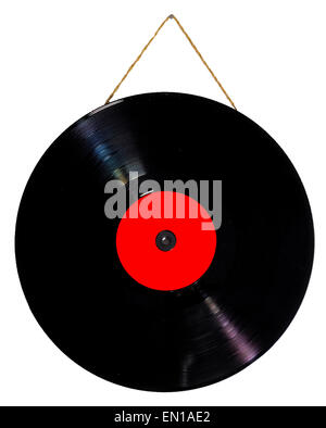 vinyl 33 rpm hanging with string as a picture Stock Photo