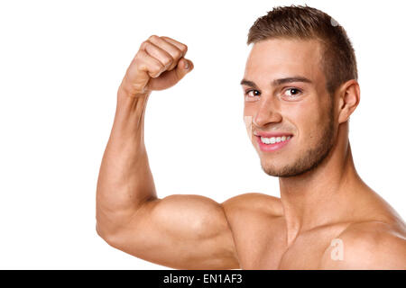 Biceps muscle of a young athletic man Stock Photo