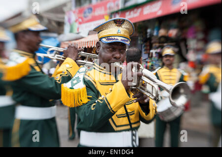 Street brass band during religious festival, India Stock Photo