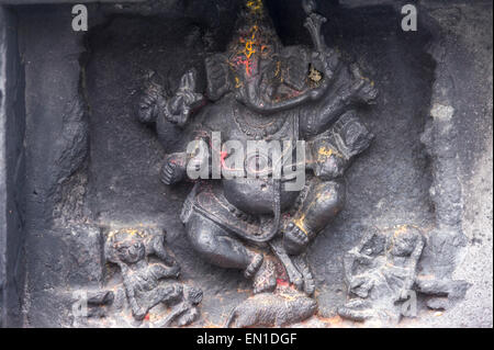 Beluru in Hassan district in the state of Karnataka, India. The town is renowned for its Chennakesava temple, one of the finest examples of Hoysala stone sculpture  workmanship. Stock Photo