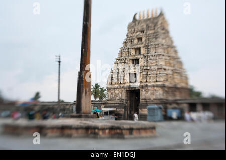 Beluru in Hassan district in the state of Karnataka, India. The town is renowned for its Chennakesava temple, one of the finest examples of Hoysala stone sculpture  workmanship. Stock Photo