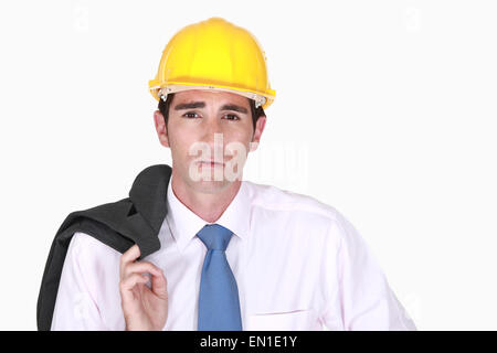 Jacket over his shoulder Stock Photo