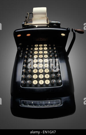 An adding machine (calculator) from the past. Stock Photo