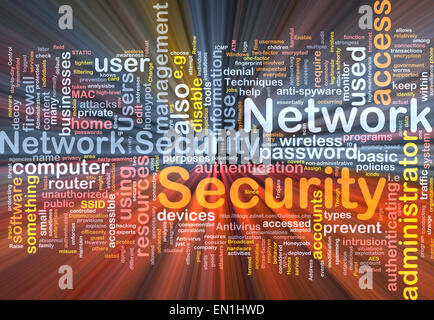 Background text pattern concept wordcloud illustration of network glowing light Stock Photo