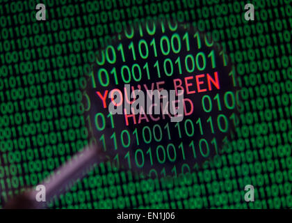 Hacked message on computer screen Stock Photo