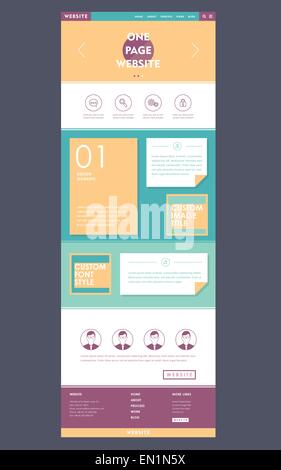 one page website template in flat design style Stock Vector