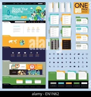 creative folder style one page website design template Stock Vector
