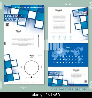 technology style one page website design template Stock Vector