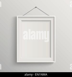 white style of blank frame on white wall with shadow Stock Vector