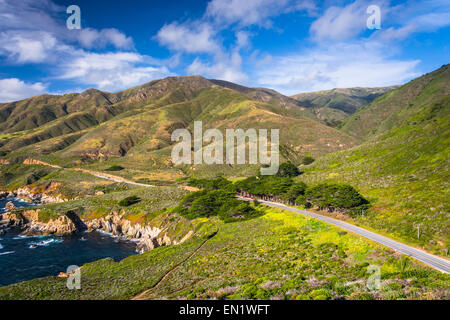 View of Pacific Coast Highway and mountains in Garrapata State Park, California. Stock Photo