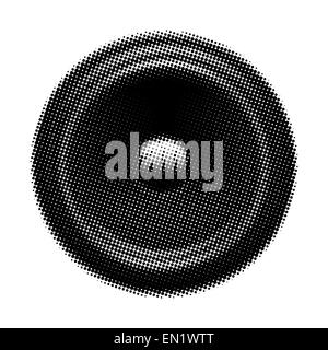 Halftone speaker on white background. audio speaker. Stylized Audio speaker of black dots on a white background Stock Photo