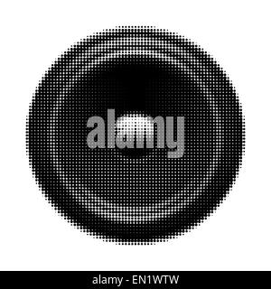 Halftone speaker on white background. audio speaker. Stylized Audio speaker of black dots on a white background Stock Photo