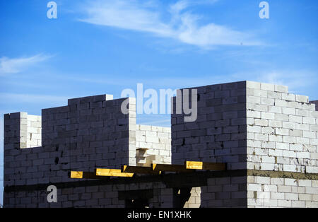 April 24, 2015 - Construction of private houses of foam blocks © Igor Golovniov/ZUMA Wire/Alamy Live News Stock Photo