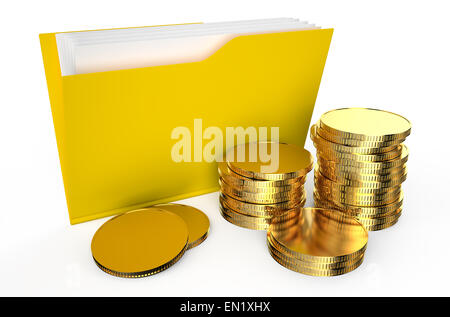 folder with coins  isolated on  white background Stock Photo