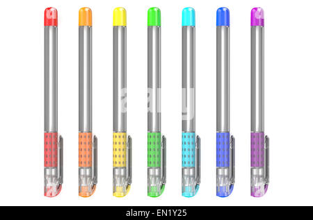 set of colored ball-pens isolated on white background. Stock Photo