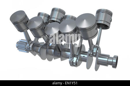 Crankshaft V10 engine isolated on white background Stock Photo