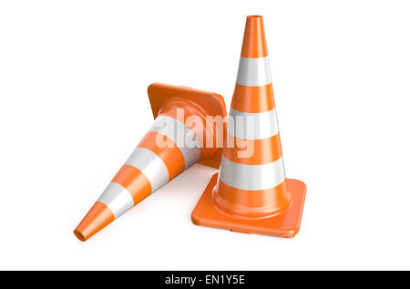 two traffic cone isolated on white background Stock Photo