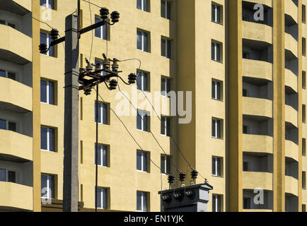 April 24, 2015 - Transformer power substation on a background of an apartment building under construction © Igor Golovniov/ZUMA Wire/Ģ����ý Live News Stock Photo