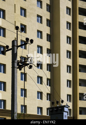 April 24, 2015 - Transformer power substation on a background of an apartment building under construction © Igor Golovniov/ZUMA Wire/Ģ����ý Live News Stock Photo