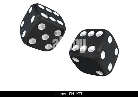 two black dice  isolated on white background Stock Photo