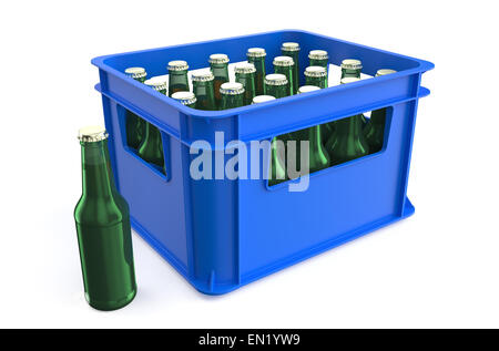 plastic box with bottles isolated on white background Stock Photo