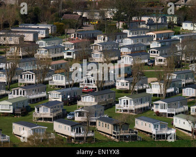 Static caravan park homes, Golden Cap Holiday Park, Seatown, Dorset, UK Stock Photo