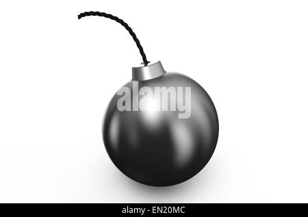black round bomb isolated on white background Stock Photo
