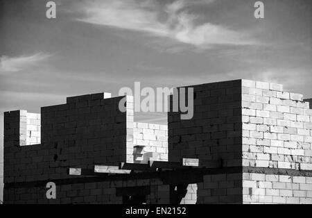 April 24, 2015 - Construction of private houses of foam blocks (Credit Image: © Igor Golovniov/ZUMA Wire) Stock Photo