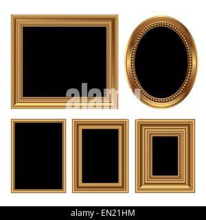 Golden antique frames for your pictures. Vector illustration Stock Vector