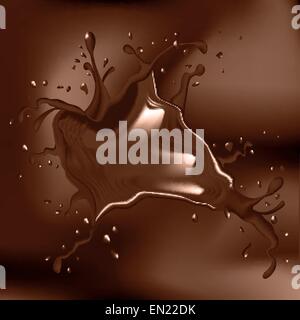 Hot chocolate splash and drops. Vector illustration. Stock Vector