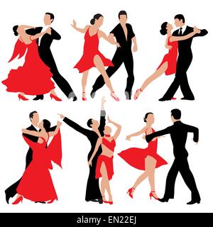 Set of dancing people silhouettes. Vector illustration Stock Vector