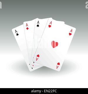 Four aces playing cards. Vector illustration Stock Vector