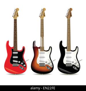 Set of electric guitars in front of white background. Vector illustration Stock Vector