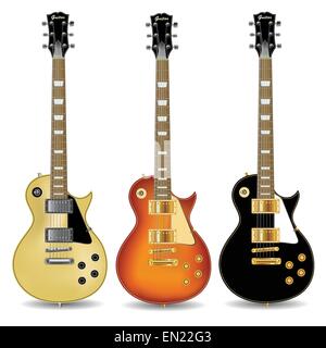 Set of electric guitars isolated on  white background. Vector illustration Stock Vector
