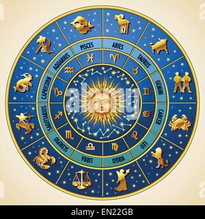 Circle of the zodiac signs. Vector Illustration Stock Vector