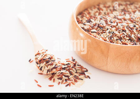 Organic Dry Multi Grain Rice in wooden bowl, stock photo Stock Photo