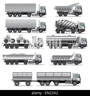 Set of truck for cargo transportation. Vector illustration Stock Vector