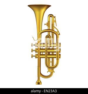 Golden trumpet icon. Cartoon brass music instrument Stock Vector Image &  Art - Alamy