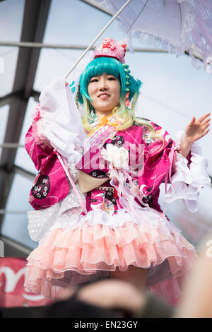 New York April 25, 2015 - Brooklyn Botanic Gardens hosted the Sakura Matsuri Cosplay Fashion Show, the East Coast’s premier outdoor cosplay fashion show, featuring some of the metro area’s most dynamic and creative cosplayers, wearing their own handcrafted creations. Stock Photo