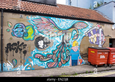 Street art in Brookfield Avenue (off Gloucester Road), Bristol: phoenix Stock Photo