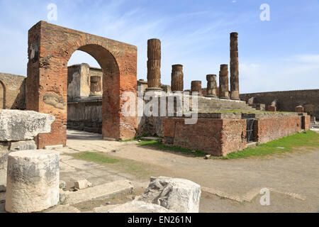 Arch and Temple of Jupiter in the Forum, Pompeii, Italy. Stock Photo