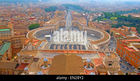 View on the St.Peter's square from the dome Stock Photo