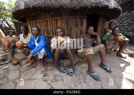 A Group of Traditional Konso Tribe Men Playing Gebra which is the ...
