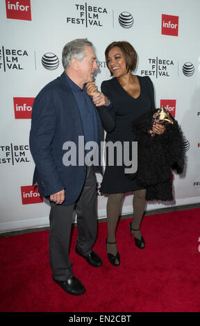 New York, NY - April 25, 2015: Robert De Niro and Grace Hightower attend 25th anniversary screening Goodfellas movie during Tribeca Film Festival closing night at Beacon theater Stock Photo