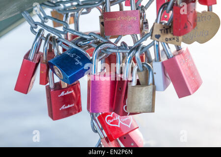 Padlocks of love - symbol for everlasting love and friendship Stock Photo