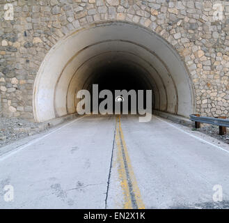 Tunnels through the mountain in Angeles Crest National Forest outside of Los Angeles, California. Stock Photo