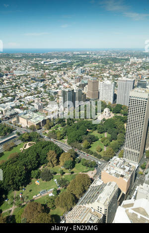 Aerial view of Sydney, overlooking Hyde Park, Australia Stock Photo